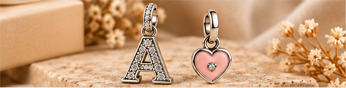Charms de letras e iniciales para pulseras
