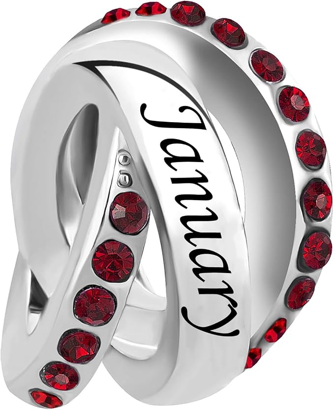 Charm de mes de plata 925 con diseño de anillo de enero a diciembre para pulsera