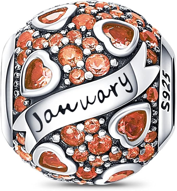 Charm de mes de plata 925 con circonitas de enero a diciembre para pulsera