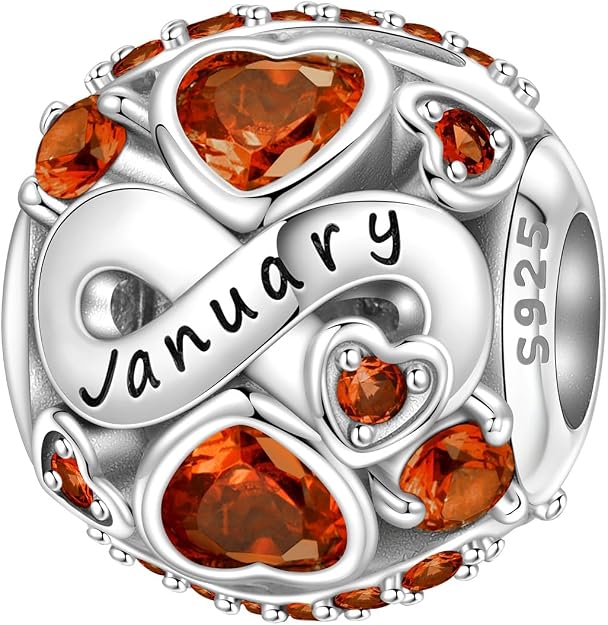 Charm de mes de plata 925 con infinito y circonitas de enero a diciembre para pulsera