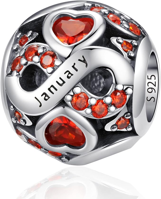 Charm de mes de plata 925 con símbolo infinito de enero a diciembre para pulsera