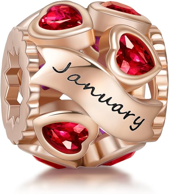 Charm de mes de plata 925 en oro rosado de enero a diciembre para pulsera